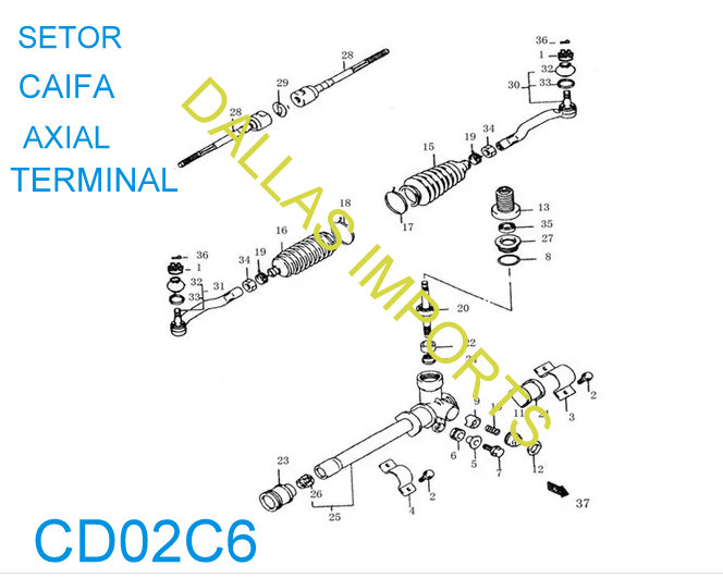 CD02C6 - CAIXA DIREÇÃO/ SETOR COMPLETO COM COIFA+AXIAL+TERMINAL
